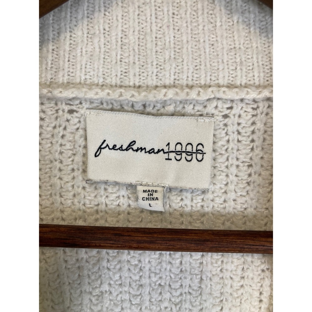 Retro Boho Freshman 1996 Womens Large Brown Striped Collared V-Neck Knit Sweater - Picture 3 of 10